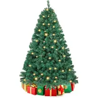 Vigevee Weihnachtsbaum 150cm mit LED Beleuchtung, 200 warmweiße LEDs, 550 Spitzen, künstlicher Tannenbaum mit Metallfuß
