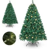 Vigevee Weihnachtsbaum 150cm künstlicher Tannenbaum mit 200 LED, 550 Spitzen, Kunsttanne mit 8 Lichtmodi und Metallständer