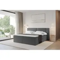 ALTDECOR Boxspringbett - H3 Matratze und Topper - EVON - 140x200 - Grau - Doppelbett, Boxbett, Polsterbett mit Bettkasten mit Stauraum und Kopftei