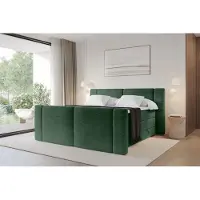 ALTDECOR Boxspringbett mit Fußteil - H3/H4 Matratze und Topper - EVON-Z KING - 140x200 - Grün - Doppelbett, Boxbett, Polsterbett mit Bettkasten mit Stauraum und Kopftei