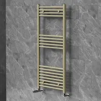 LuxeBath Handtuchheizkörper 600x1200 mm Badheizkörper mit Thermostatventil, Handtuchtrockner Sahara gerade mit Seitenanschluss, Handtuchhalter, Beige
