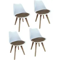 HTI Esszimmerstuhl Samt 4er Set Atlanta Weiß/Braun