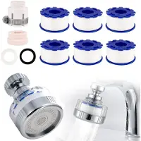 Sonstiges Wasserhahnfilter drehbar mit 6 Ersatz-Filterelementen, Universaladapter, ABS/PP-Baumwolle