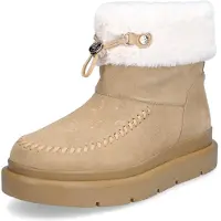 GUESS Damen Kenta Stiefelette aus Rauleder mit Kunstfellkragen beige