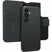 Accezz Samsung Galaxy S24 Hülle - Echtes Leder - - 2 in 1 Case/Klapphülle - Schwarz