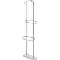 Casa Padrino Luxus Handtuchhalter Silber / Weiß 50 x 22 x H. 159 cm - Luxus Badezimmer Accessoires