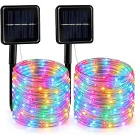 Vigevee Solar LED Lichterkette ,Außen Garten Balkon Terrasse, mit Solarpanel und Erdspieß 10m Bunt