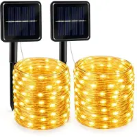 Vigevee Solar LED Lichterkette ,Außen Garten Balkon Terrasse, mit Solarpanel und Erdspieß 10m Warmweiß
