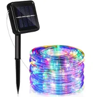Vigevee Solar LED Lichterkette ,Außen Garten Balkon Terrasse, mit Solarpanel und Erdspieß 20m Bunt