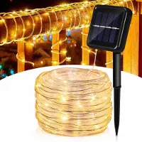 Vigevee Solar LED Lichterkette ,Außen Garten Balkon Terrasse, mit Solarpanel und Erdspieß 30m Warmweiß