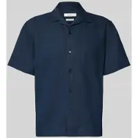 Selected Herren Hemden Slhrlxclay Linenblend Ss Shirt Res Noos - Donkerblauw - Größe M
