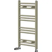 LuxeBath Handtuchheizkörper 500x800 mm Badheizkörper mit Thermostatventil, Handtuchtrockner Sahara gerade mit Seitenanschluss, Handtuchhalter, Beige