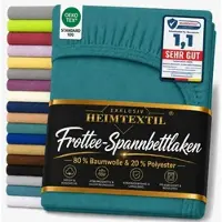 EXKLUSIV HEIMTEXTIL Frottee Spannbettlaken Premium 90 - 100 x 200 cm Petrol 80% Baumwolle 20% Polyester Öko - Tex Zertifiziert Bed-Sheet Bettlaken