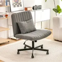 MODFU Bürostuhl Posterstuhl mit Polsterkissen und Rollen,ohne Armlehne,höhenverstellbarem Drehstuhl,Fernsehsessel für Arbeitszimmer,Dunkelgrau