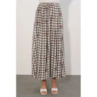 Bigdart Hocheingezogener Karierter Maxi-Rock