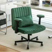 MODFU Bürostuhl Grün,Polstersessel mit Klappbaren Armlehnen und Rollen,höhenverstellbarem Drehstuhl,Fernsehsessel,Posterstuhl für Arbeitszimmer