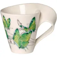 Villeroy & Boch Becher "Becher mit Henkel NewWave Caffè 300 ml weiß-grün", bunt (weiß, grün), Porzellan, Trinkgefäße, Becher
