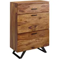 Wohnling Kommode 80x120x41,5cm Sheesham Massivholz Metall Baumkante Modern