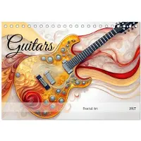 CALVENDO Gitarren-Fraktal-Kunst (Schreibtischkalender 2027, DIN A5, Querformat), 12-Monats-Schreibtischkalender
