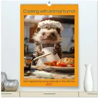 CALVENDO Kochkalender mit tierischem Humor (Hochwertiger Premium-Wandkalender 2027, Format DIN A2, Hochformat), 12-Monats-Wandkalender