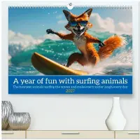 CALVENDO Ein Jahr voller Spaß mit surfenden Tieren (Hochwertiger Premium-Wandkalender 2027, Format DIN A2, Querformat), 12-Monats-Wandkalender