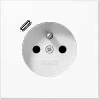 JUNG LS1520F-18CWW Steckdose, französisch/belgisches System, 16 A 250 V ~, mit USB-Ladegerät, 1 x Typ C, Safety Plus, Serie LS, alpinweiß