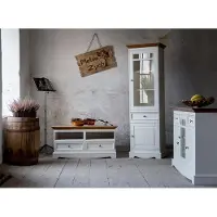 AEA Wohnwand Vitrine Landhaus Designer Möbel 3tlg. Set Kommode RTV Sideboard Holz