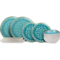 Cosy & Trendy Geschirrset Laguna Azzurro 12-teilig / 4 Personen - 4 Speiseteller, 4 Frühstücksteller und 4 Schalen