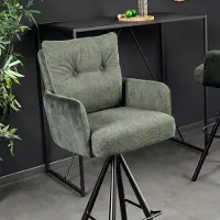 Riess Barhocker BIG GEORGE grün schwarz Samt Metall Taschenfederkern Armlehnen drehbar