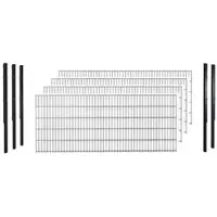 Hadra Doppelstabmattenzaun, anthrazit, 8/6/8 mm, Komplett-Set à 10 m, inkl. Pfosten, Flacheisenleiste - schwarz