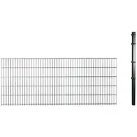 Hadra Doppelstabmattenzaun, grün, 8/6/8 mm, Erweiterungs-Set à 2,5 m, inkl. Eckpfosten, Klemmhalter - gruen