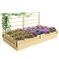 Outsunny Hochbeet mit Rankhilfe, Kräuterbeet, Pflanzkasten aus Holz für Garten