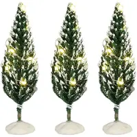 Luville Verschneiter Nadelbaum beleuchtet 3 Stück b/o h10.5xd4 cm (multi)