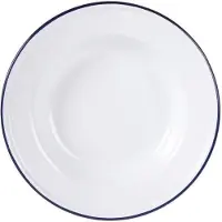 Olympia emaillierte Suppenteller weiß-blau 24,5cm
