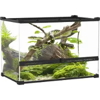 PawHut Terrarium für Reptilien Glasterrarium 48L mit Frontbelüftung Schwarz