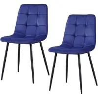 HTI Stuhl Mesa, Samt Blau, mit Ziernähten, 44,5 cm breit, 86,5 cm hoch, 53 cm tief