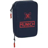 Safta Doppel-Federtasche Munich Flash Marineblau 12.5 x 19.5 x 4 cm (28 Stücke)