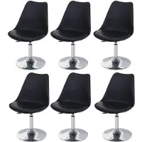 Mendler 6er-Set Drehstuhl Vaasa T501, Stuhl Küchenstuhl, höhenverstellbar, Kunstleder schwarz