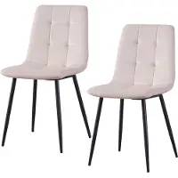 HTI Mesa Stuhl aus Samt in Creme mit Ziernähten, 44,5 cm breit, 53 cm tief, 86,5 cm hoch, Sitzhöhe 49,5 cm