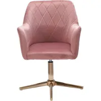 Wohnling Schreibtischstuhl Rosa Samt Design Drehstuhl Höhenverstellbar Home-Office 120kg 97x55x55 cm