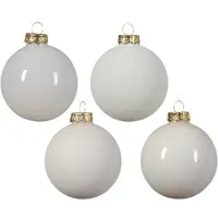 Décoris Weihnachtskugel glas d7 cm wollweiß ass 42St. Weihnachten (wit)