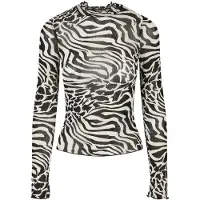 Urban Classics Damen AOP Mesh Turtleneck Langarmshirt Weiß/Schwarz