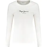 Pepe Jeans für Damen. PL505203 Neu Virginia Ls N T-shirt weiß (L), Lässig, Baumwolle, Langarm