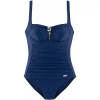 LASCANA Badeanzug , Damen, Gr. 38, Cup D, blau (marine), Polyamid, unifarben, Badeanzüge Badeanzug, mit Pailletten-Verzierung und Shaping-Effekt