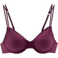 LASCANA Bügel-Bikini-Top "Italy", Damen, Gr. 38, Cup D, rot (bordeaux), Microfaser, Polyamid, unifarben, Bikini-Oberteile Bügel-Bikini-Top, seitlich zu raffen