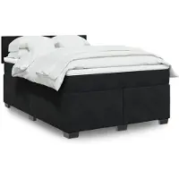 vidaXL Boxspringbett mit Matratze Schwarz 160x200 cm Samt