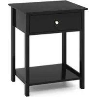 Costway 2er Set Nachttisch mit Schublade & offenem Regal, 48x40x58 cm, Schwarz