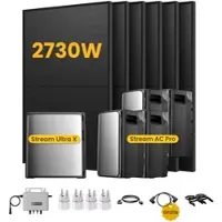 EcoFlow Stream Ultra X, Solaranlage mit Speicher, mit 6 x 455W Bifazialen Solarmodulen, by Powerness - Stream Ultra X + 4 x Stream AC Pro | 11520Wh / 4 x Smart Plug / Selbstabholung