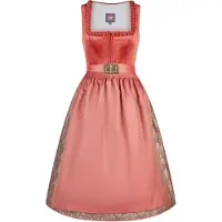 Spieth & Wensky Dirndl "Dirndl Koral", Damen, Gr. 42, N-Gr, rot (rost), Obermaterial: 85% Polyester PES. 15% Polyamid PA., uni, regular fit, Kleider Dirndl, mit dekorativer Schürze