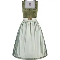 Spieth & Wensky Dirndl "Dirndl Koral", Damen, Gr. 42, N-Gr, grün (oliv), Obermaterial: 85% Polyester PES. 15% Polyamid PA., uni, regular fit, Kleider Dirndl, mit dekorativer Schürze